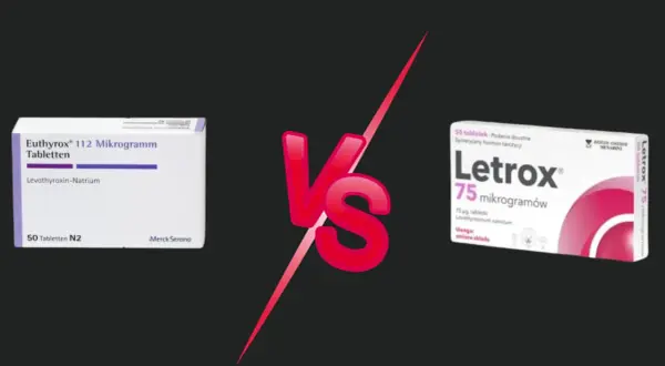 Porównanie leków na tarczycę: Euthyrox 112 µg vs Letrox 75 µg. Oba zawierają lewotyroksynę.